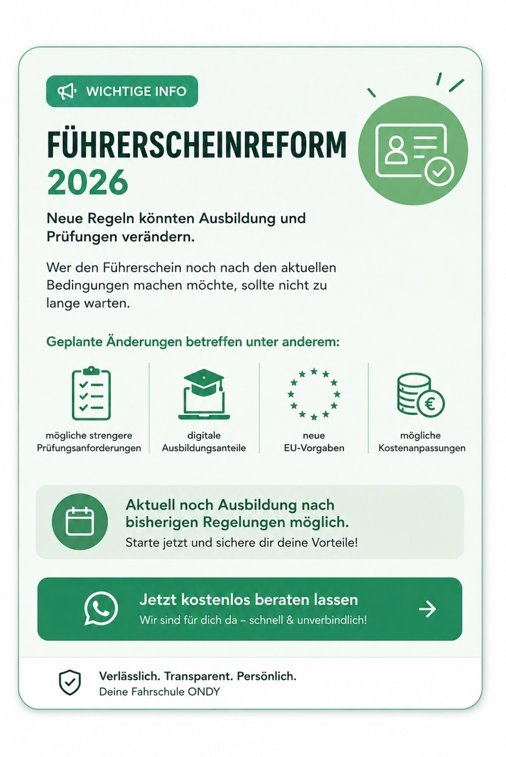 Wichtige Infos zur Führerscheinreform 2026 - Fahrschule ONDY Münster